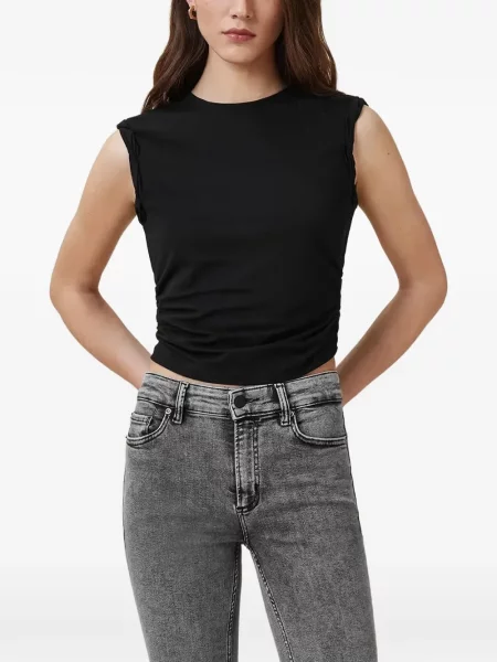 Top Allsaints fără mâneci cu volane negru