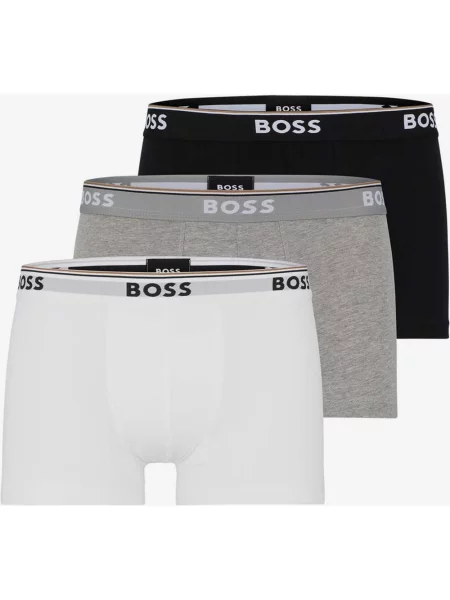 Bokserki BOSS Power Logo jasnoszare czarne 3 szt. XS białe