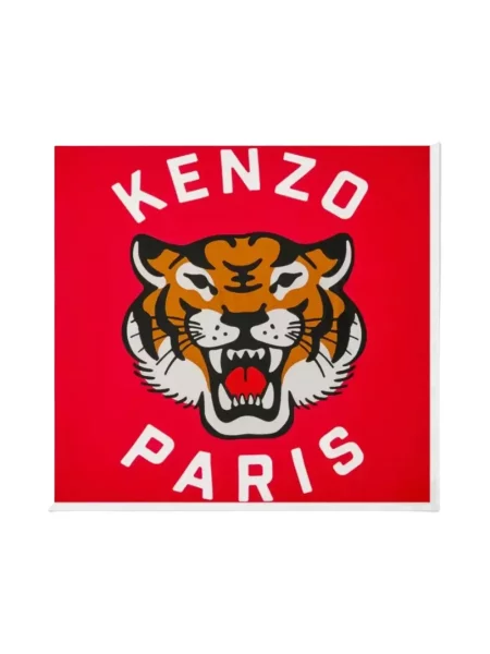 Jedwabna chusta Kenzo w tygrysie prążki czerwona