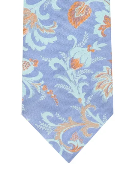 Cravată Etro cu model floral din jacard albastru