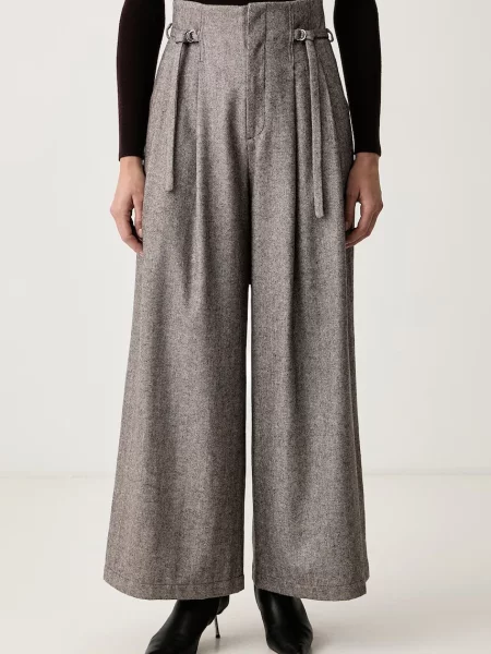Isabelle Blanche pantaloni wide leg pentru femei cu lână maro