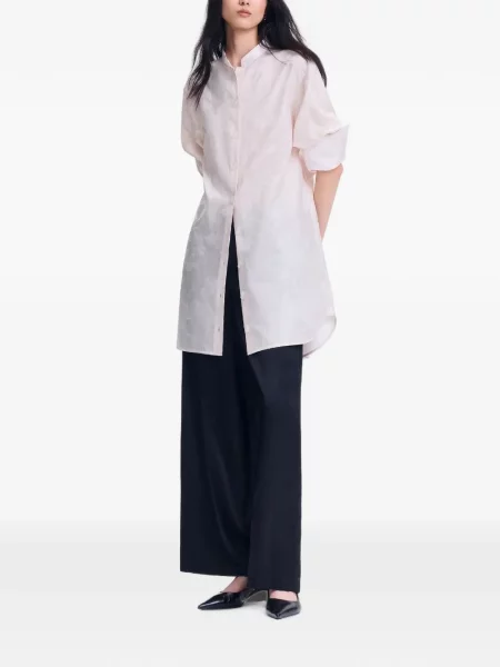 Rochie tip cămașă Shanghai Tang din jacard roz