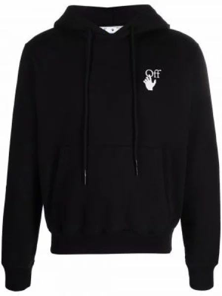 Hanorac cu glugă Off-white cu imagine alb