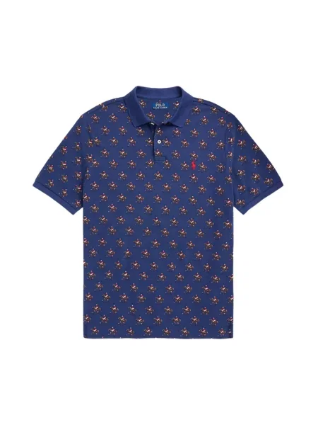 Koszulka polo o kroju slim fit z wzorem na całej powierzchni Ralph Lauren granatowe