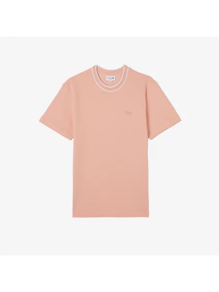 Lacoste T-Shirt Z Okrągłym Dekoltem Regular Fit różowy
