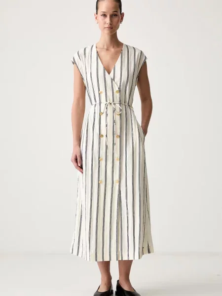 Tommy Hilfiger rochie evazată cu lyocell bej