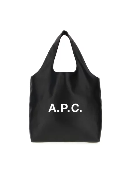 Torebka A.p.c. skórzana z nadrukiem czarna