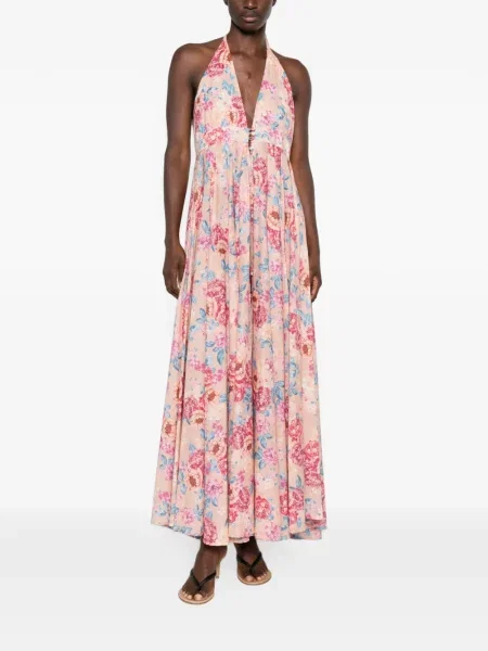 Rochie maxi Anjuna cu model floral cu imagine roz