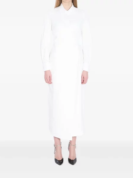 Rochie tip cămașă Max Mara lungă de costum alb