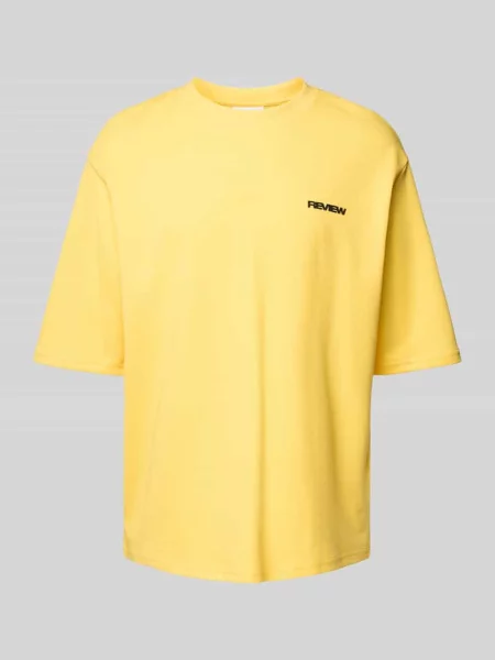 T-shirt o kroju oversized z nadrukiem z logo Review żółta