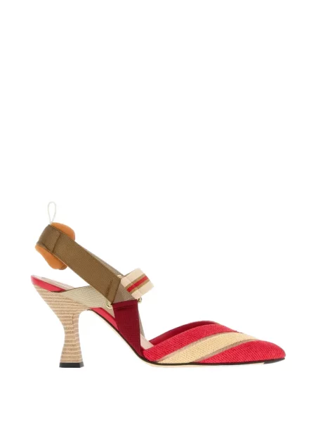 Pantofi cu toc Fendi cu broderie roșu