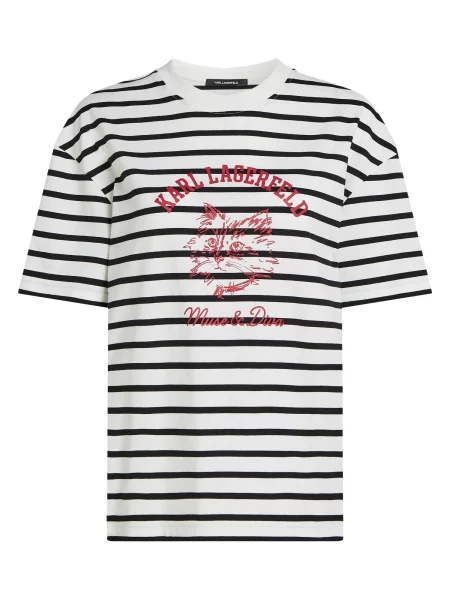 Karl Lagerfeld Tricou Ikon Choupette Muse crem / roşu închis negru