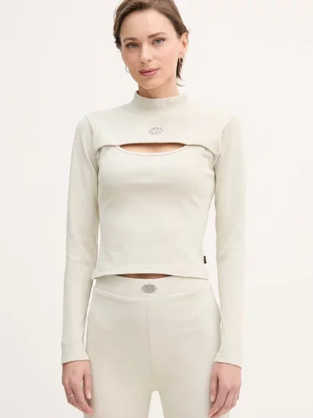 Alpha Industries tričko s dlouhým rukávem World Cut Out Longsleeve W béžové