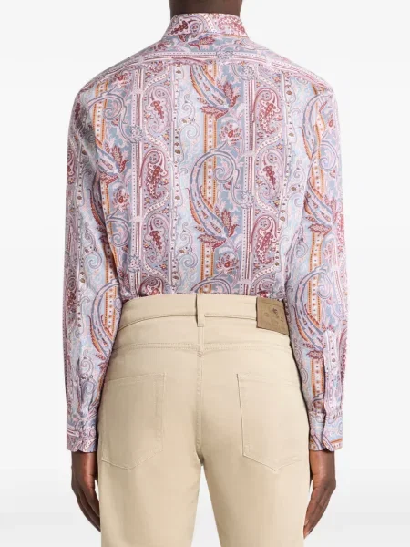 Cămașă Etro din satin cu model paisley roz
