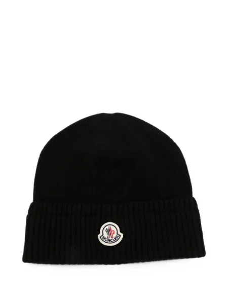 Căciulă Moncler tricotate cu autograf negru
