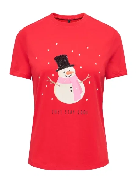 ONLY Tricou ONLKITA crem / roz / roșu negru
