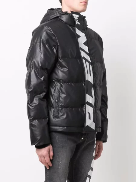 Bunda Philipp Plein s kapucí s potiskem černá