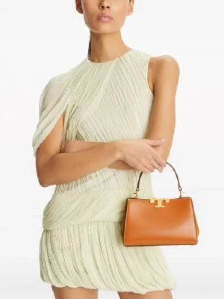 Iš natūralios odos mini odinė rankinė Tory Burch ruda