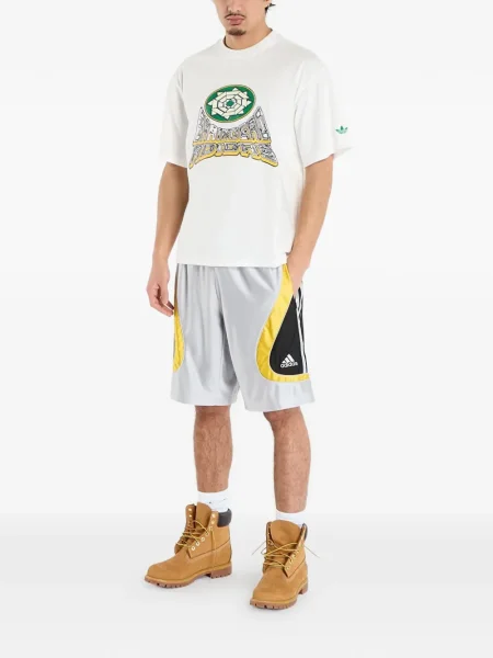 Pălărie Adidas cu dungi cu platformă din jerseu alb
