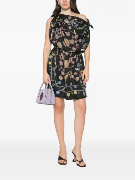 Rochie mini Versace de mătase cu imagine negru