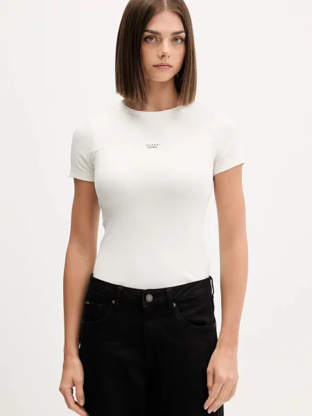 Тениска Guess Jeans дамска бежово