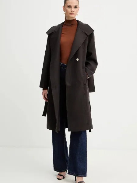 Morgan płaszcz z dodatkiem wełny GSCARF brązowy