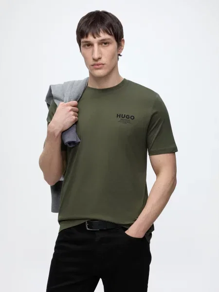 HUGO Tričko Nesptee tmavozelená / čierna zelená
