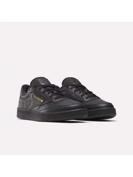 Reebok Club C 85 Sneakersy male BLACK/ALMOSTBLACK/GOLD Size: 36 czarne