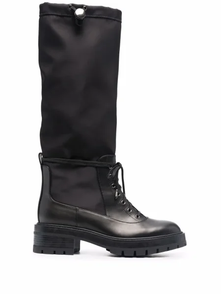 Botine Aquazzura cu șireturi din dantelă negru