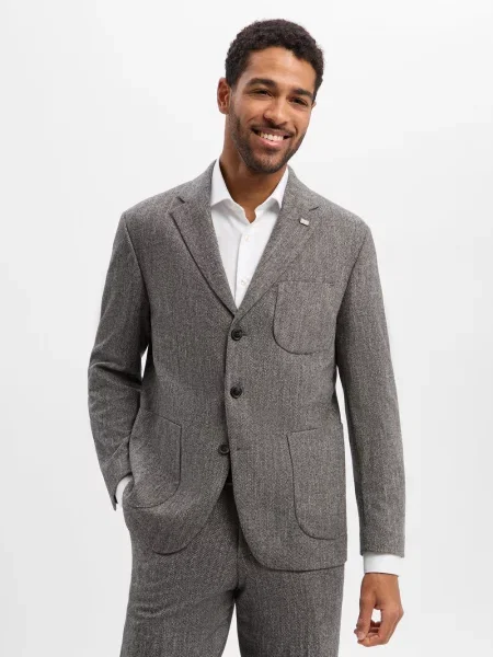 Finshley & Harding London marynarka garniturowa z zawartością wełny Duża Mężczyźni Comfort Fit Wełna wzorzysty 46 brązowy