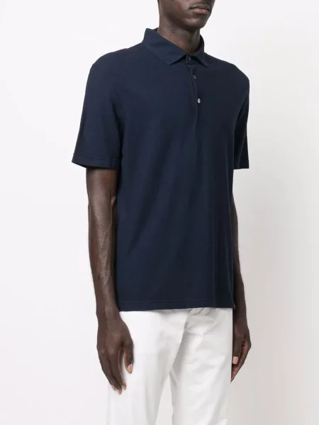 Плетена поло тениска Drumohr синьо