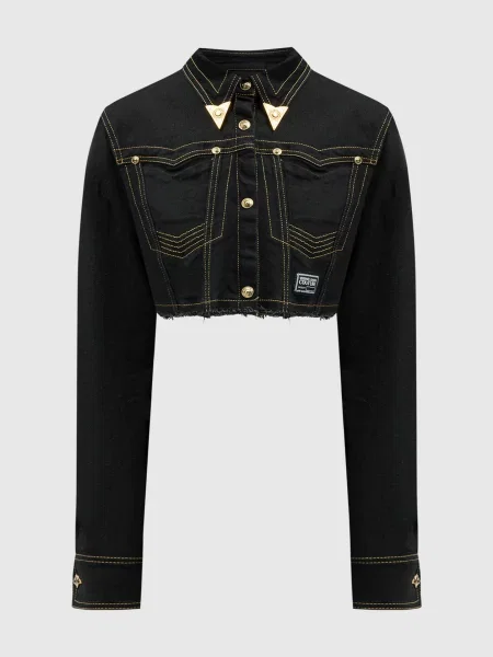 Джинсова куртка з логотипом Versace Jeans Couture чорна
