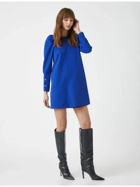 Rochie maxi Koton cu mâneci lungi din crep albastru