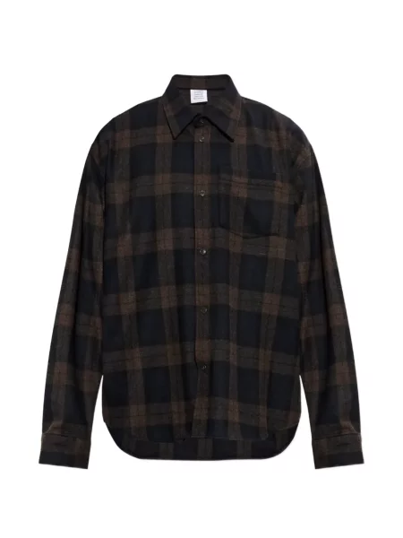 Cămașă Vetements cu broderie în carouri maro