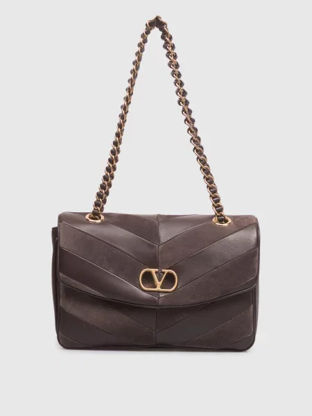 Кожаная сумка Valentino коричневая