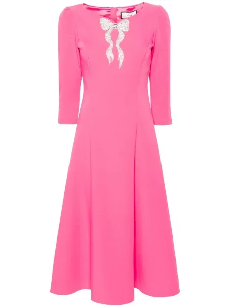 Rochie midi Nissa din crep până la genunchi de costum roz