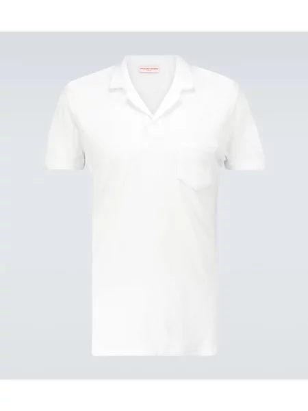 Tricou polo Orlebar Brown din material terry alb