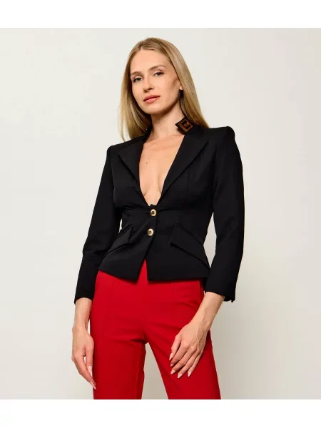 Elisabetta Franchi Jachetă cu adaos de lână negru