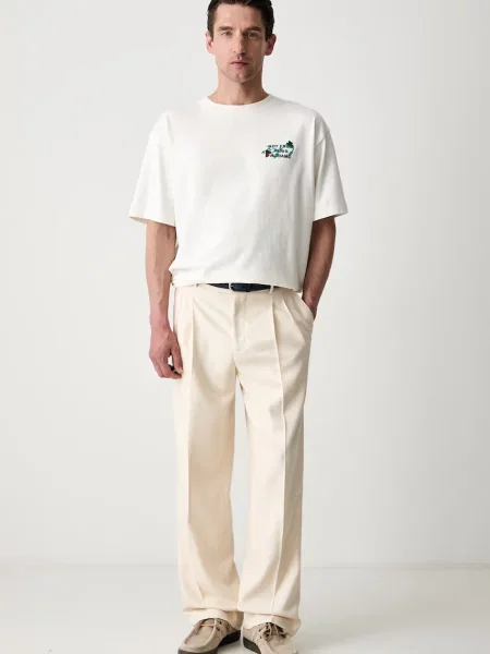 Drôle de Monsieur tričko pánske Vine Embroidered Slogan béžová