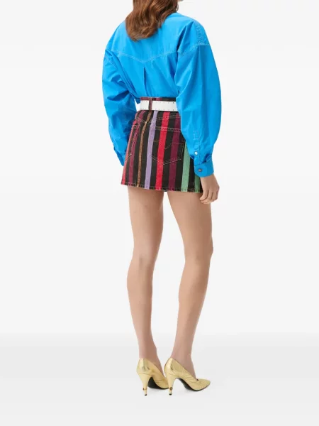 Fustă din denim Versace cu dungi negru