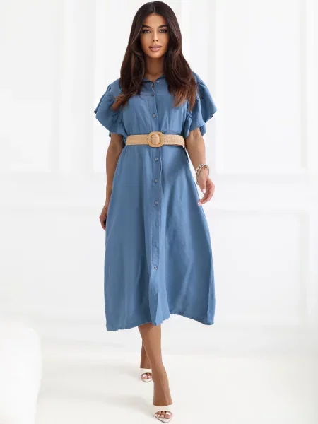 Rochie Italy Moda evazată albastru