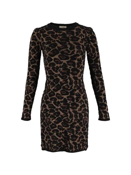 Rochie mini Temperley London tricotate cu imagine cu model leopard negru