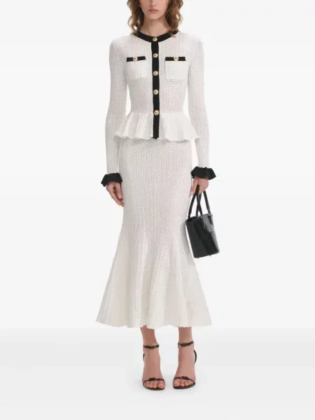 Rochie Self-portrait tricotate de costum alb