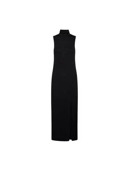 Sukienka midi Vince bez rękawów do kolan z rozcieciem czarna