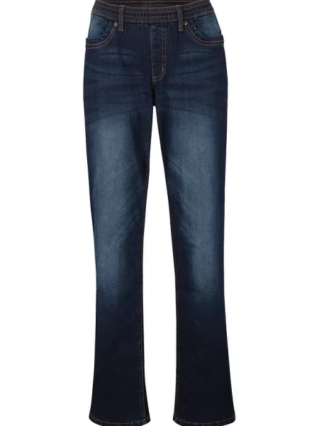 Dżinsy ocieplane straight mid waist niebieskie