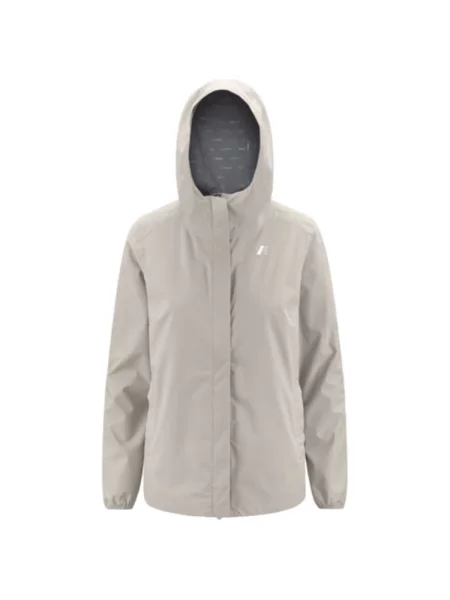 Kurtka K-way w grochy ze stretchu beżowa