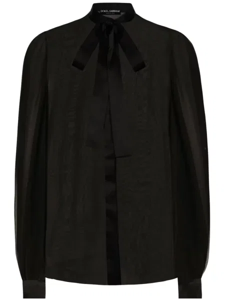 Cămașă Dolce & Gabbana cu funde de mătase negru
