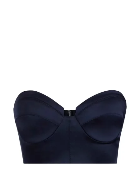 Top Elisabetta Franchi din satin albastru