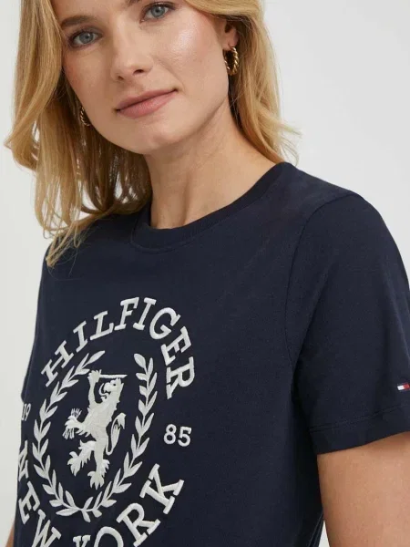 Tommy Hilfiger Póló REG CREST C-NK TEE SS bézs