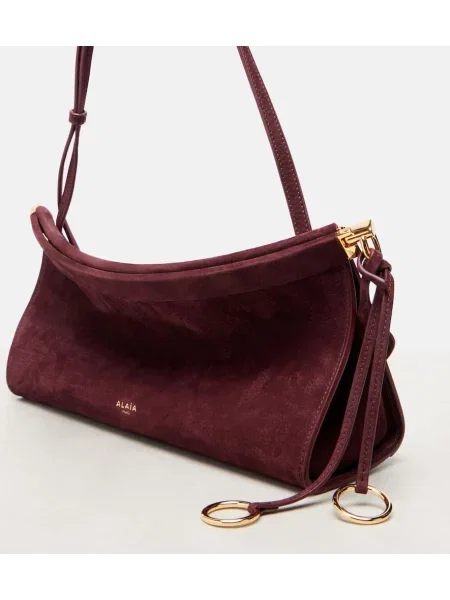 Geantă Alaïa din piele de căprioară bordo